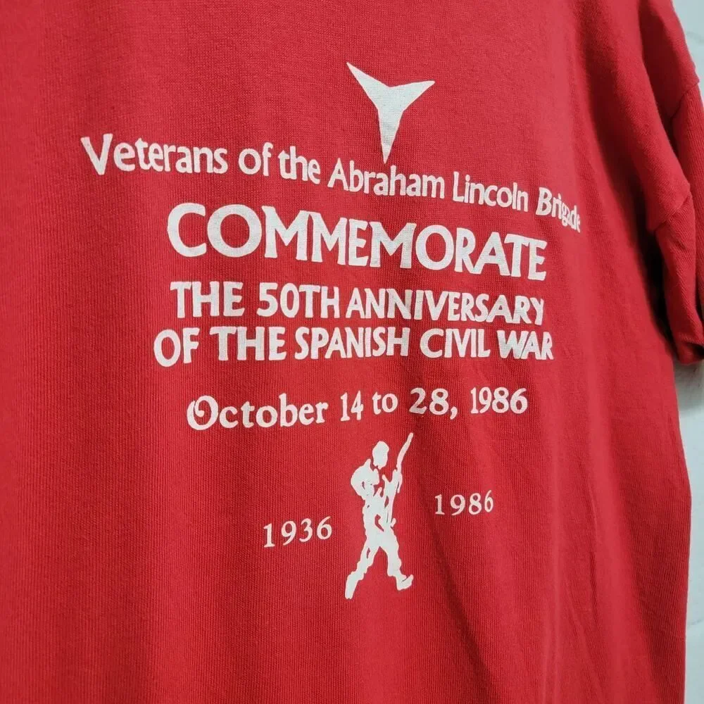 Champion Spanish War Commemorative T Short Sleeve Tee Red White Size L VTG - Picture 4 of 8